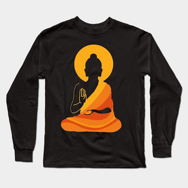 Buddha YingYang Zen Yoga Relax Long Sleeve T-Shirt by JaydeMargulies